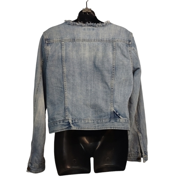 Chaps Women's Blue Raw Neckline Jean Jacket Size L - Picture 2 of 9